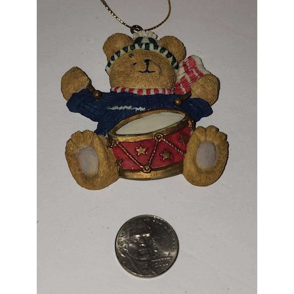 Vintage Teddy‎ Bear Drum Playing Christmas Tree Ornament